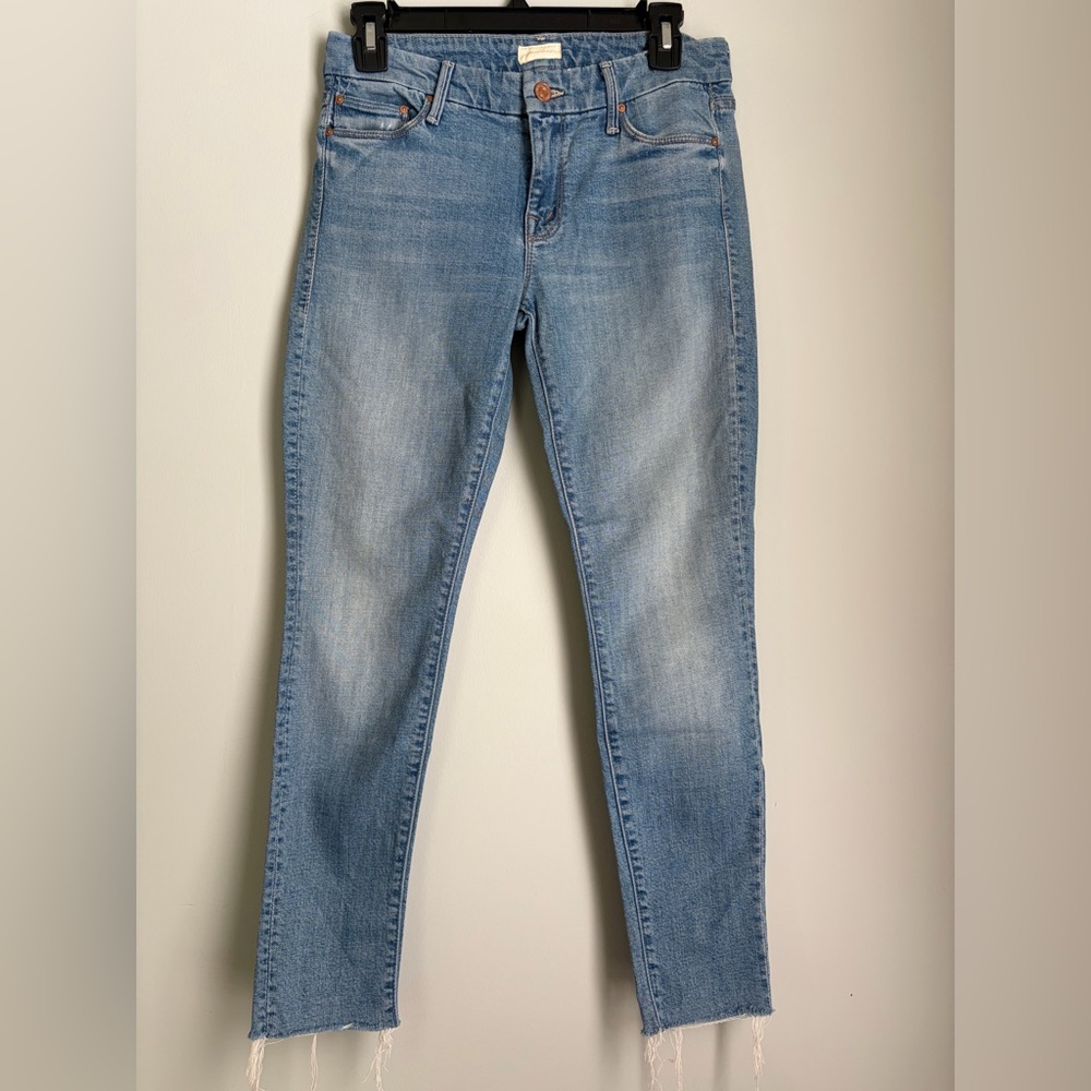 MOTHER The Looker Ankle Fray Jeans Tourist Trap Size 27 Raw Hem